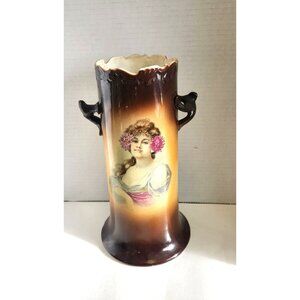 Antique Ioga Warwick Longa Hand Painted Porcelain Vase. 10.5" tall